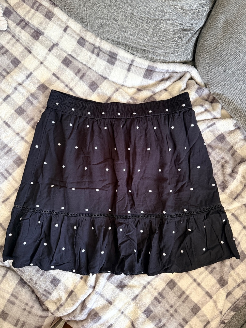 Loft Black Polka Dot Ruffle Skirt - Women